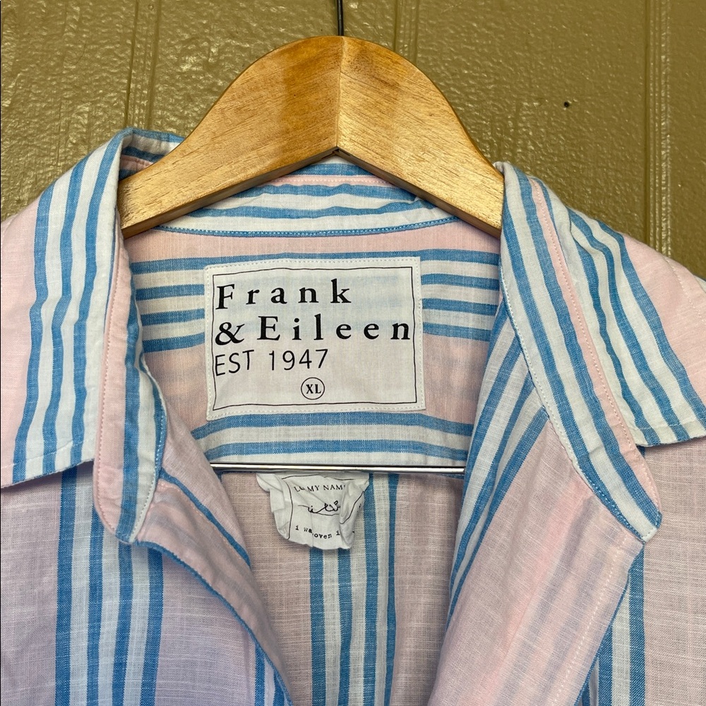 Frank & Eileen "Eileen" Button Up in Pink and Blue Striped Shirt XL - Picture 5 of 11